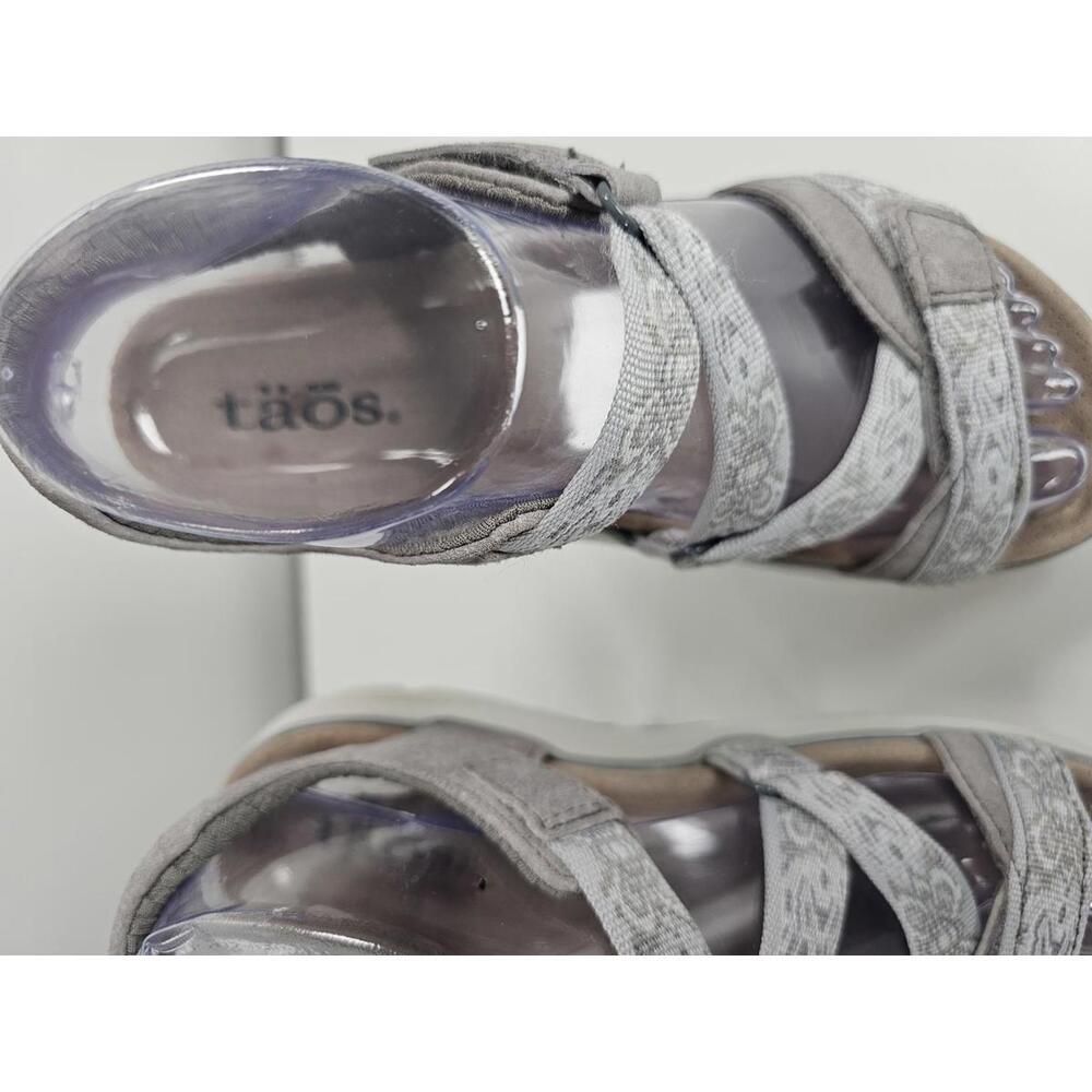 Taos Gray Suede and Fabric Adjustable Strap Sandals - Picture 9 of 15